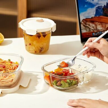 Office lunch glass food container for fresh storage
