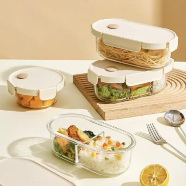 Office lunch glass food container for fresh storage