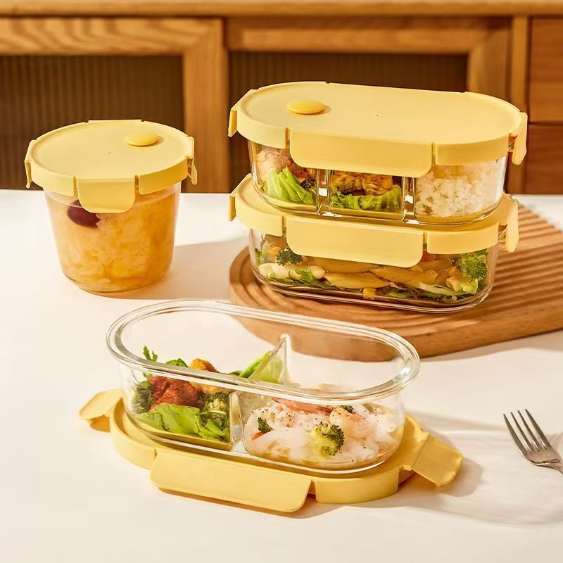 Office lunch glass food container for fresh storage