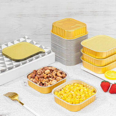 Gold aluminum foil food container for catering and baking