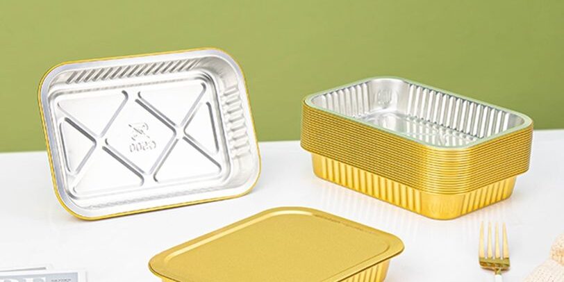 Gold aluminum foil food container for catering and baking