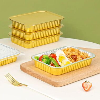 Gold aluminum foil food container for catering and baking