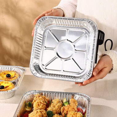 Aluminum foil food container for air fryer and oven cooking