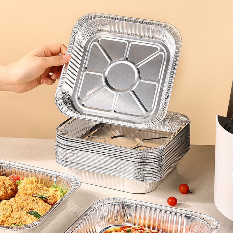 Aluminum foil food container for air fryer and oven cooking