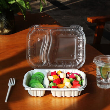 Flip-top microwavable food container for restaurant and party use