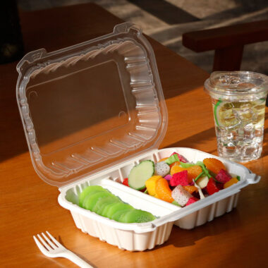Flip-top microwavable food container for restaurant and party use