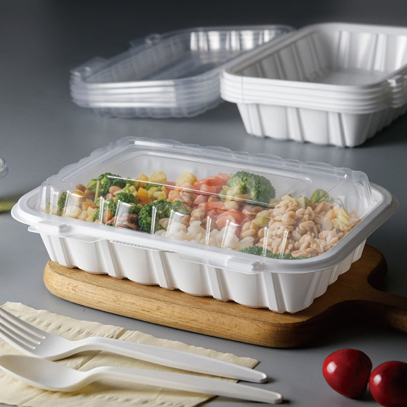 Flip-top microwavable food container for restaurant and party use