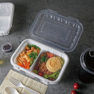 Flip-top microwavable food container for restaurant and party use