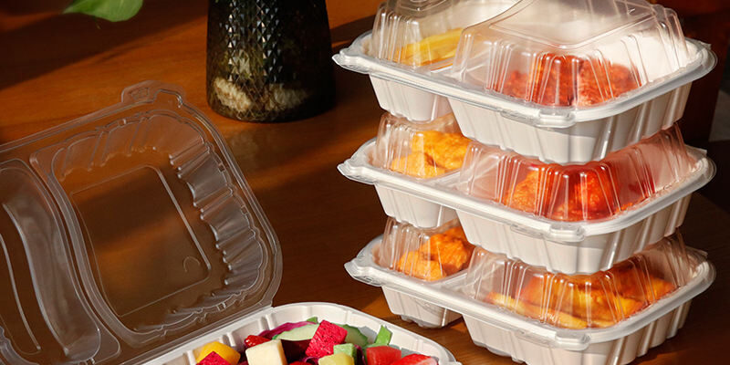 Flip-top microwavable food container for restaurant and party use