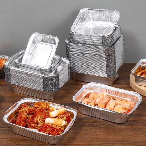 Oil-proof aluminum foil food container for household use