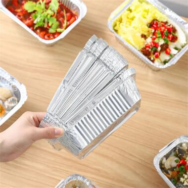 Aluminum foil food container for kitchen and home cooking