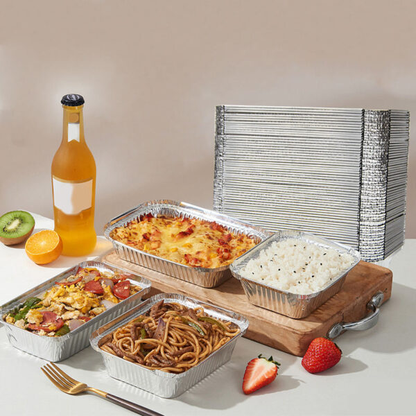 Aluminum foil food container for kitchen and home cooking