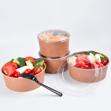 Kraft paper salad takeaway container for healthy food packaging