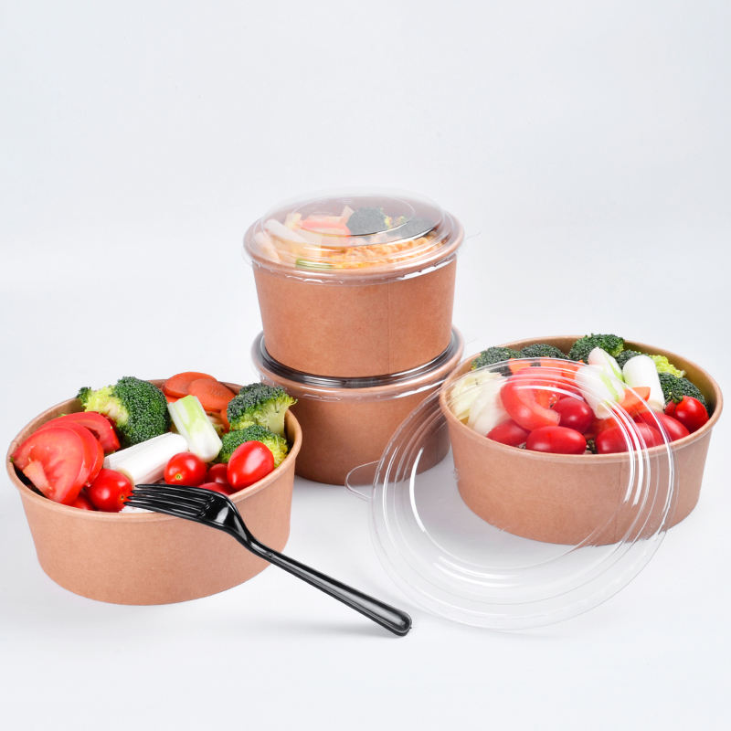 Kraft paper salad takeaway container for healthy food packaging