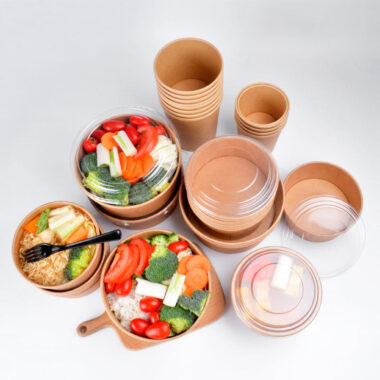 Kraft paper salad takeaway container for healthy food packaging