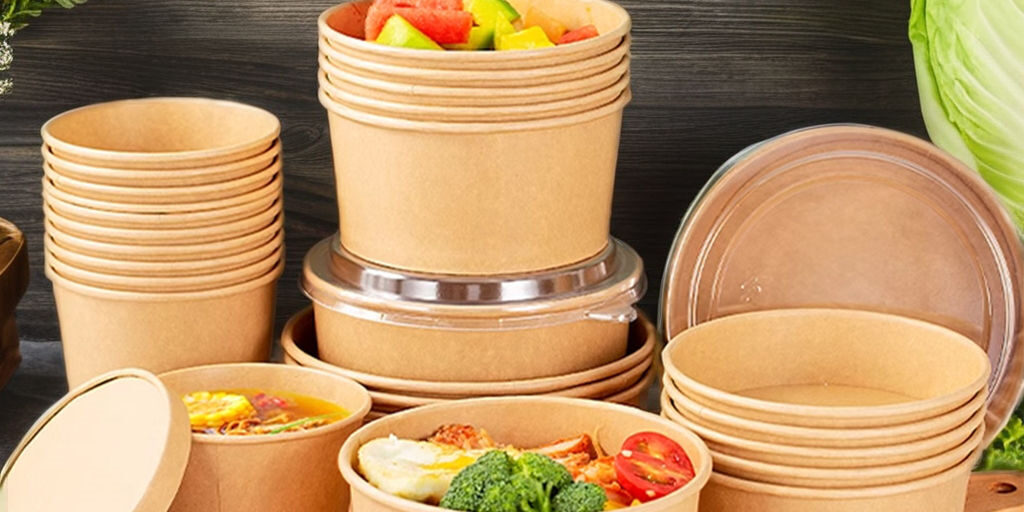 Kraft paper salad takeaway container for healthy food packaging