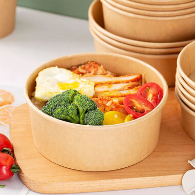 Kraft paper salad takeaway container for healthy food packaging