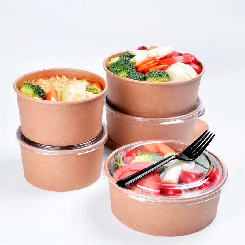 Kraft paper salad takeaway container for healthy food packaging
