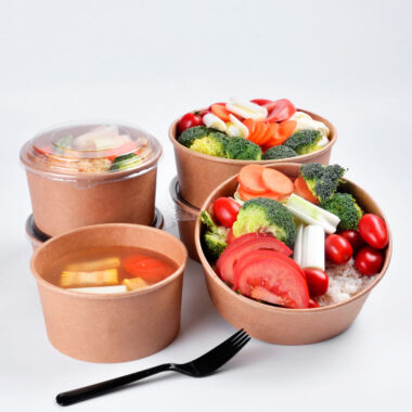 Kraft paper salad takeaway container for healthy food packaging