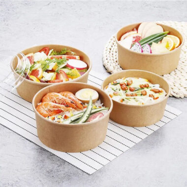 Kraft paper food container for salad and noodle takeaway