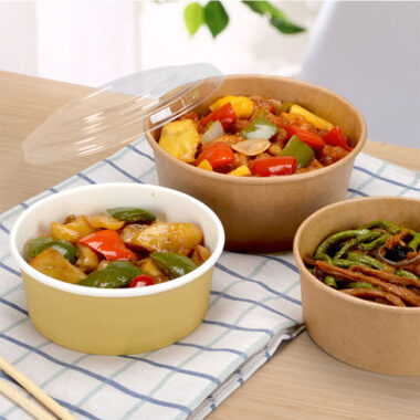 Kraft paper food container for salad and noodle takeaway