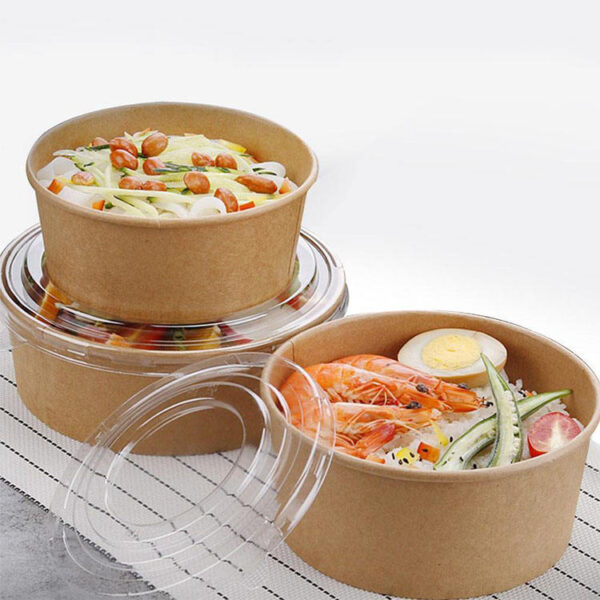Kraft paper food container for salad and noodle takeaway