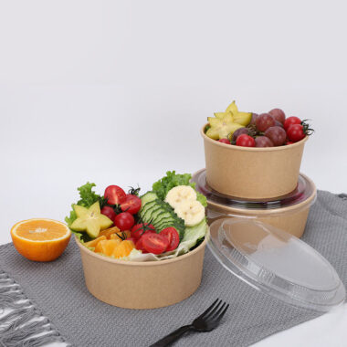 Kraft paper food container for salad and noodle takeaway