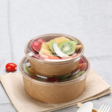 Kraft paper food container for salad and noodle takeaway