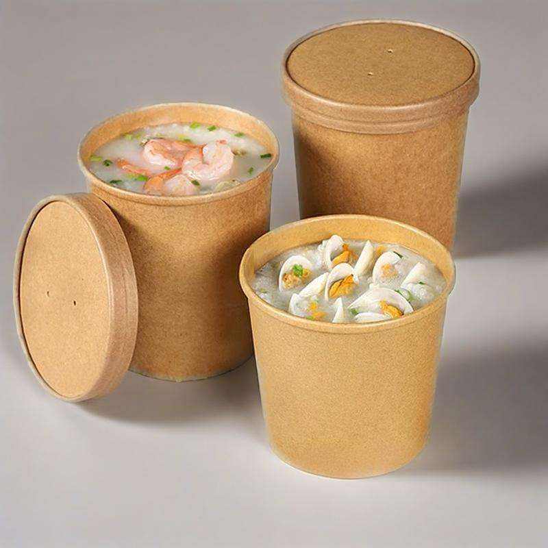 Eco-friendly kraft paper soup container for hot food and takeaway