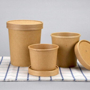 Eco-friendly kraft paper soup container for hot food and takeaway