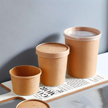 Eco-friendly kraft paper soup container for hot food and takeaway