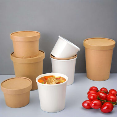 Eco-friendly kraft paper soup container for hot food and takeaway