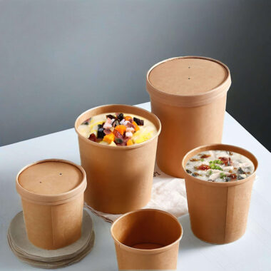Eco-friendly kraft paper soup container for hot food and takeaway
