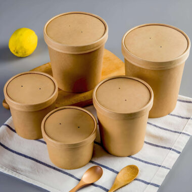 Eco-friendly kraft paper soup container for hot food and takeaway