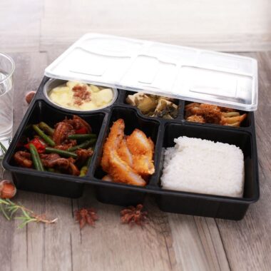 Large capacity takeaway plastic bento food container for catering