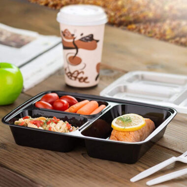 Large capacity takeaway plastic bento food container for catering