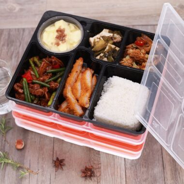 Large capacity takeaway plastic bento food container for catering