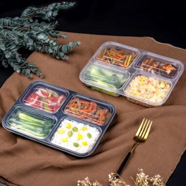 Large capacity takeaway plastic bento food container for catering