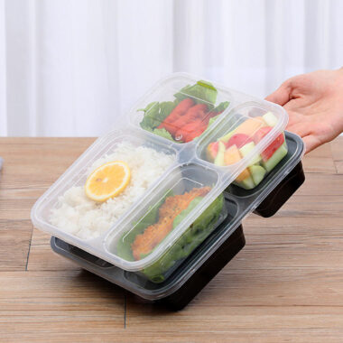 Large capacity takeaway plastic bento food container for catering