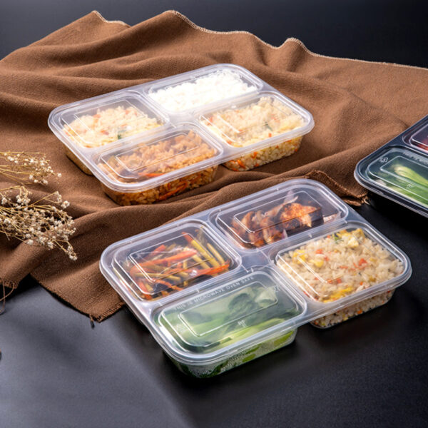 Large capacity takeaway plastic bento food container for catering
