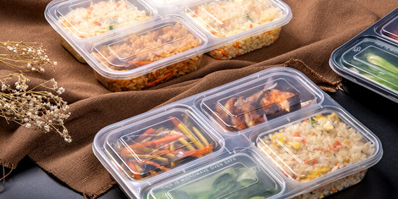 Large capacity takeaway plastic bento food container for catering
