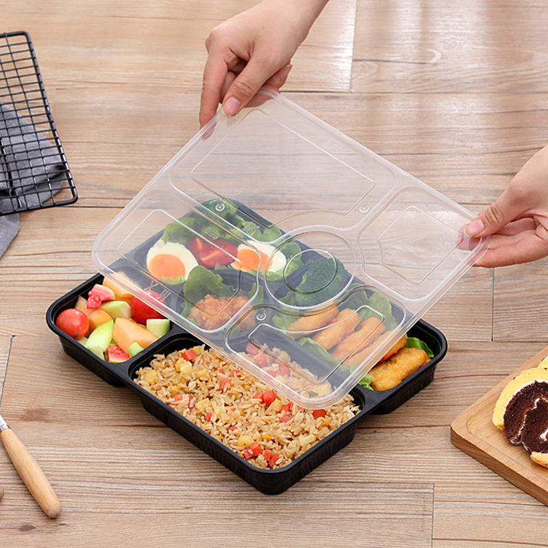 Large capacity takeaway plastic bento food container for catering