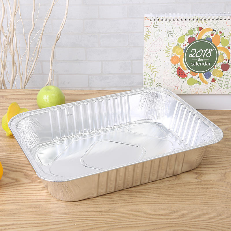 Large rectangular aluminum foil food container for baking
