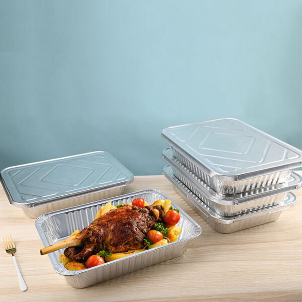 Large rectangular aluminum foil food container for baking