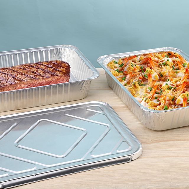 Large rectangular aluminum foil food container for baking
