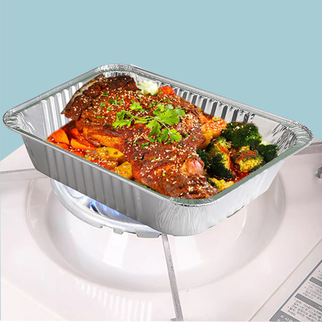 Large rectangular aluminum foil food container for baking
