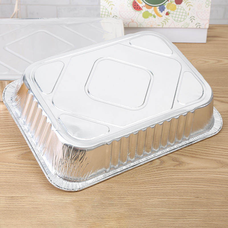Large rectangular aluminum foil food container for baking