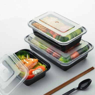 Food-grade leakproof plastic lunch container for salad and bento meals