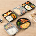 Leakproof lidded plastic food container for takeaway and kitchen storage