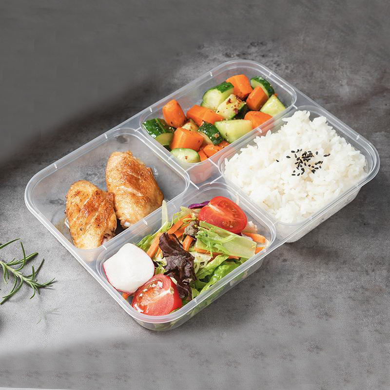 Leakproof lidded plastic food container for takeaway and kitchen storage